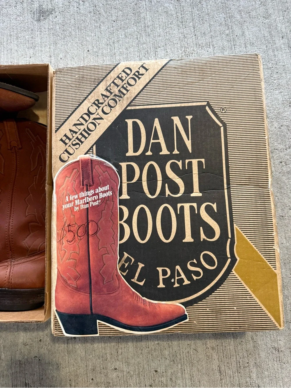 Dan Post Chestnut Brown Leather Western Cowboy Boots Vintage Size 8
